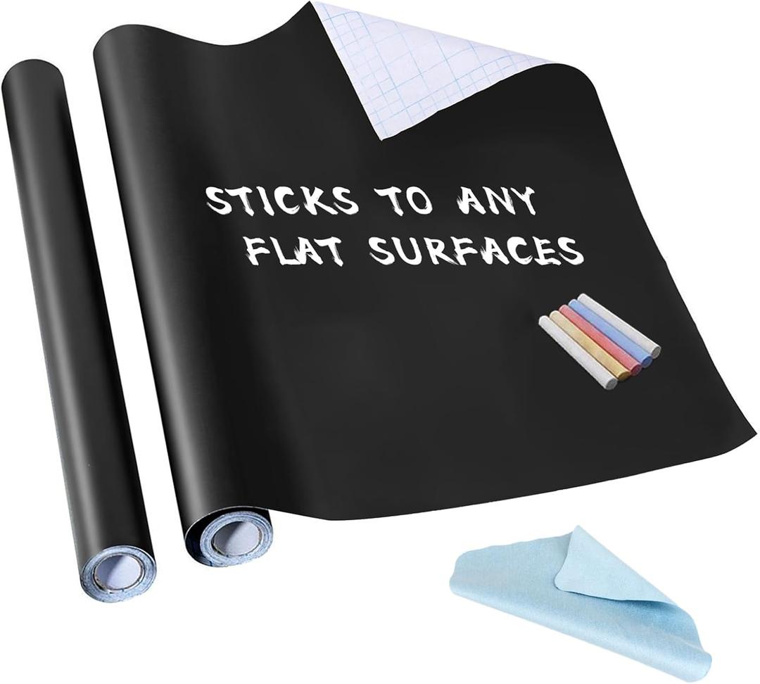 Chalkboard Contact Paper, LeeLoon Chalk Paper Wall Decals Stickers Self-Adhesive Erasable Cuttable Removable Blackboard Wallpaper for School Office, Home, Kid, Art, Restaurant Menu, Decoration 17.7" X 78.7"