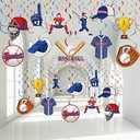 Clabby 51 Pieces Baseball Party Decorations, Sports Theme Party Hanging Swirl Decor for Kids Adults Baseball Birthday Baby Shower Supplies