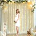 10x10ft Ivory Backdrop Curtains with Lights Photo Drapes Wrinkle Free Fabric Backdrop Curtain for Wedding Birthday Party Baby Shower Bridal Shower Home Party Background Decorations