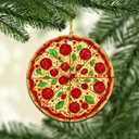 5 x Pizza Ornaments for Christmas Tree - Pizza Gifts for Food Lovers, Women, Men - Food Ornaments for Christmas Tree - Pepperoni Lovers Ceramic Ornament