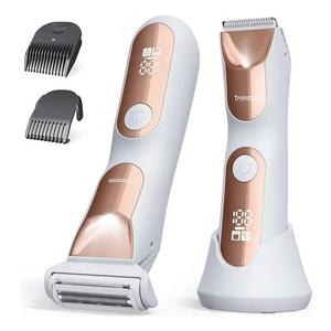 Women’s 2-in-1 Body Grooming Kit, Electric Bikini Trimmer & Shaver for Women, Wet/Dry Use, LED Light, Anti-Slip Grip, USB Rechargeable Cordless Hair Removal for Face, Legs, Underarms & Intimate Areas