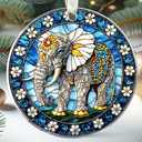 LUCAGIFT Elephant Ornaments - Elephant Gifts for Women - Elephants Christmas Ornament - Animals Elephants Ornaments for Christmas Tree - Stained Glass Style Acrylic Ornament​ 2025 Pack of 2