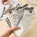 GORGLITTER Women's 5 Pairs Crew Socks Vintage Cute Patterned Casual Dress Ankle Socks (L)