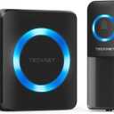 TECKNET Wireless Doorbell, Door Bell 0-120dB, Plug-In Doorbells 1300ft Range, Classroom Doorbell IP65 Waterproof, 60 Chimes & 5 Volume Levels, LED Light for Home Kids Classroom Hearing Impaired, black