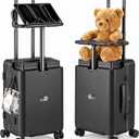 Ride-On Luggage with Adjustable Seat&Multi-Mode Handle,Black(1 Piece), 21.5"x13.2"x10.6"