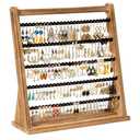 Earring Holder Organizer, Rustic Wood Earring Holder Stand, 5 Layer Jewelry Holder Organizer with 270 Earring Tree Holes Display Rack for Stud Earings & Hoop Earrings, Gifts for Women