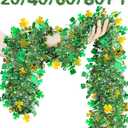 2 x 20/40/60/80 FT St Patricks Day Garland Decor Gold Green Shamrock Hat Tinsel Garland, Shiny Metallic Streamer Twist Garland Hanging St Patricks Day Decorations for Home Indoor Outdoor Party Supplies