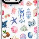 for iPhone 14 Pro Max Case, Tropical Beach Collage Pattern with Flamingos, Military-Grade Drop Protection, Colorful Summery Soft Slim TPU Protective & Camera Protection for Women Girls (OceanCut)