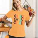Thanksgiving Day Shirt for Women Gobble Turkey Tshirt Thanksgiving Tee Tops (Orange, XL)