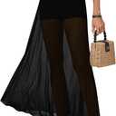 KIFOVEN Women's Sexy Sheer Mesh Maxi Skirt High Waisted A-Line Flowy See Through Long Skirts Clubwear Beach Cover Up (Black, M)
