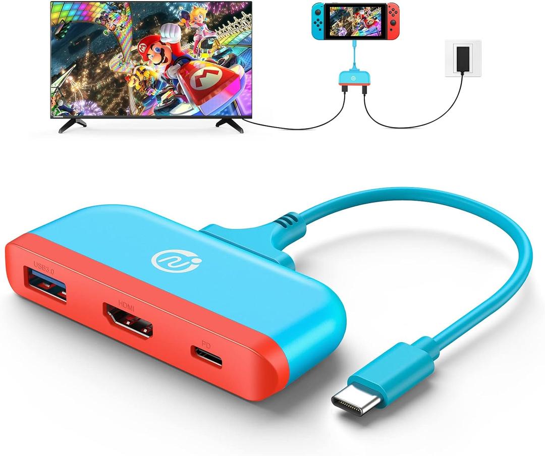 NEWDERY Switch Dock for TV, Type C to 4K HDMI Hub Adapter, Portable Travel PD Charging Dock for Nintendo Switch OLED/Steam Deck/Samsung DeX