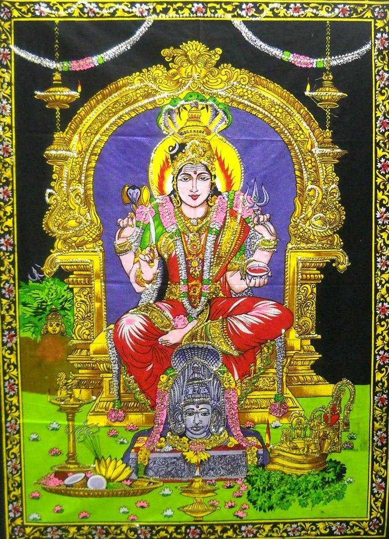 Mariamman Batik religious Wall Hanging Painting : Size 43"x30" Inches