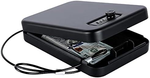 Dalmbox Gun Safe for Pistols Small Handgun Lock Box with Combination Lock Portable Travel Pistol Safe for Car, Home, Travel