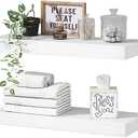 QEEIG White Bathroom Floating Shelves for Wall Shelf Over Toilet Wall Mounted Farmhouse Small 16 inch Set of 2 (008-40W)