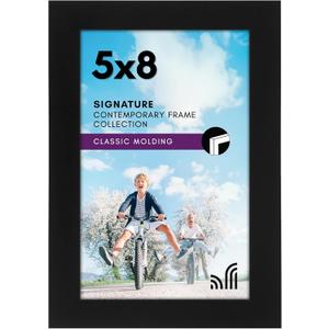 Americanflat 5x8 Picture Frame with Shatter-Resistant Glass - Signature Collection - Gallery-Style Frames Made of Engineered Wood - Photo Frame for Tabletop and Wall Display - Black