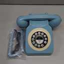 Retro Blue Bluetooth Landline Phone, Mid-Century Style Desk Telephone with Classic Handset, Loud Vintage Ringtones, Bluetooth Connects to Smartphone, Cute Retro Decor Phone for Bedroom, Home & Office
