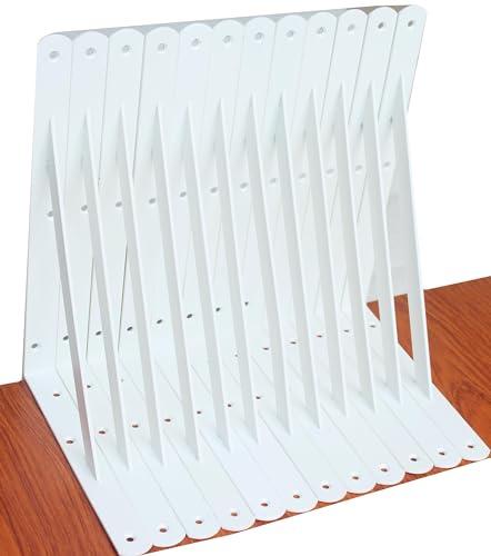 20 Pack L10 x H 8" White Heavy Duty Shelf Brackets with Screws Metal Shelf Brackets Shelf Support Angle Brackets for Shelves L Brackets Heavy Duty Floating Shelf