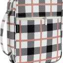 Western Plaid Zippered Bible Cover for Large Study Bibles - Fits up to 10 x 7 x 2 Inch Bibles, Vintage Beige Canvas Bible Case with Handle, Extra Deep Checkered Organizer for Men & Women