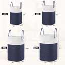Laundry Basket,Woven Cotton Rope Laundry Hamper,Versatile Storage for Dirty Clothes,Baby Toys,and Blankets in Bathroom, Nursery,and Living Room (Blue, 60L)