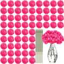 Yunsailing 100 Pcs Artificial Hydrangea Flowers Hydrangea Flower Heads with Stems Silk Faux Hydrangea Flowers for Wedding Centerpiece Fake Bouquet Home Indoor Garden Party Decoration (Rose Red)