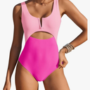 AI'MAGE Womens One Piece Swimsuits Tummy Control Bathing Suit 2025 Cutout High Waisted V Neck Monokini Swimwear Small