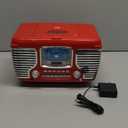 Crosley CR612B-RE Corsair Retro AM/FM Alarm Clock Radio and CD Player with Stereo Bluetooth Speakers, Red