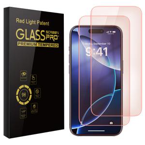 WASOCA 1Pack Screen Protector for iPhone 16 Pro Max [6.9 inch] with Installation Frame, New Red Light 9H Tempered Glass Screen Protector Upgraded Protection, Anti-Blue Light