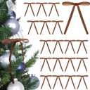 2 x 24 Pack Velvet Christmas Tree Bows - Vintage Ribbon Bows Ornaments for Tree Garland Wreath Indoor Xmas Decorations (5 x 7 Inch, Width of 3/8'', Camel)