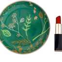 Jewelry Ring Dish Tray Boho Ceramic Decorative Trinket Dish Organizer for Rings Earrings Necklaces Bracelet Watch Keys Plate Small Round Ring Holder Gift for Women Engagement (Green)