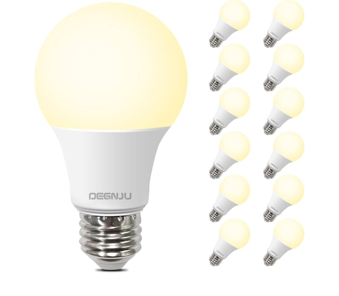 A19 LED Light Bulbs, 60 Watt Equivalent LED Bulb, 2700K Soft White 800Lumen Light Bulb 8W, Non-Dimmable Lighting E26 Base, CRI 80+, 15000+ Hours Lifespan, Pack of 12