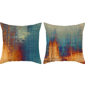 18x18 Pillow Cover Set of 2, Teal and Orange Colorful Art Artwork Contemporary Decorative Throw Pillow Covers Abstract Aesthetic Art Deco for Couch Sofa Living Room