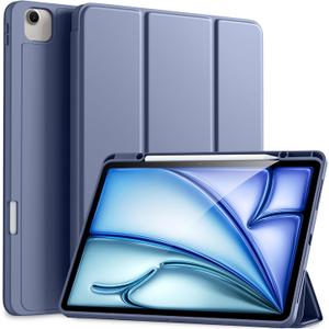 Akkerds Compatible for iPad Air 13 Inch Case (M3/M2) 2025/2024 with Pencil Holder, for iPad Pro 12.9 Case 6th/5th/4th Generation 2022/2021/2020, Trifold Stand Protective Cover/Soft TPU Back, Blue Gray (Bluegray)
