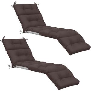 Kigley Chaise Lounge Cushions Outdoor, 75 x 22 x 5 Inches Patio Lounge Chair Cushions, Water-Repellent and Fade-Resistant, Tufted Summer Seasonal Replacement(Solid Color,Dark Brown,2 Pcs)