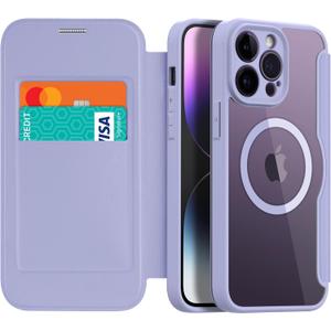 harusaki   iPhone 14 Pro Max Phone Case Wallet with MagSafe - Slim Reliable PU Leather iPhone 14 Pro Max Case with Card Holder, Flip Cover for Women & Men (Purple)
