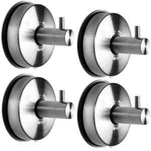 JOMOLA Suction Cup Shower Hooks for Hanging Towel Suction Hook for Inside Shower Stainless Steel Coat Hooks Wall Mounted Kitchen Utensil Stainless Steel, Brushed Finish, 4PCS