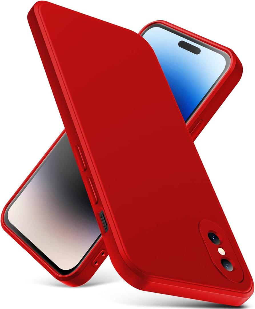 for iPhone X Case, Thin Liquid Silicone Case,Shockproof,Slim Thin Phone Case for iPhone X, Full Body Screen Camera Protective Cover-Red 2-IPX-03