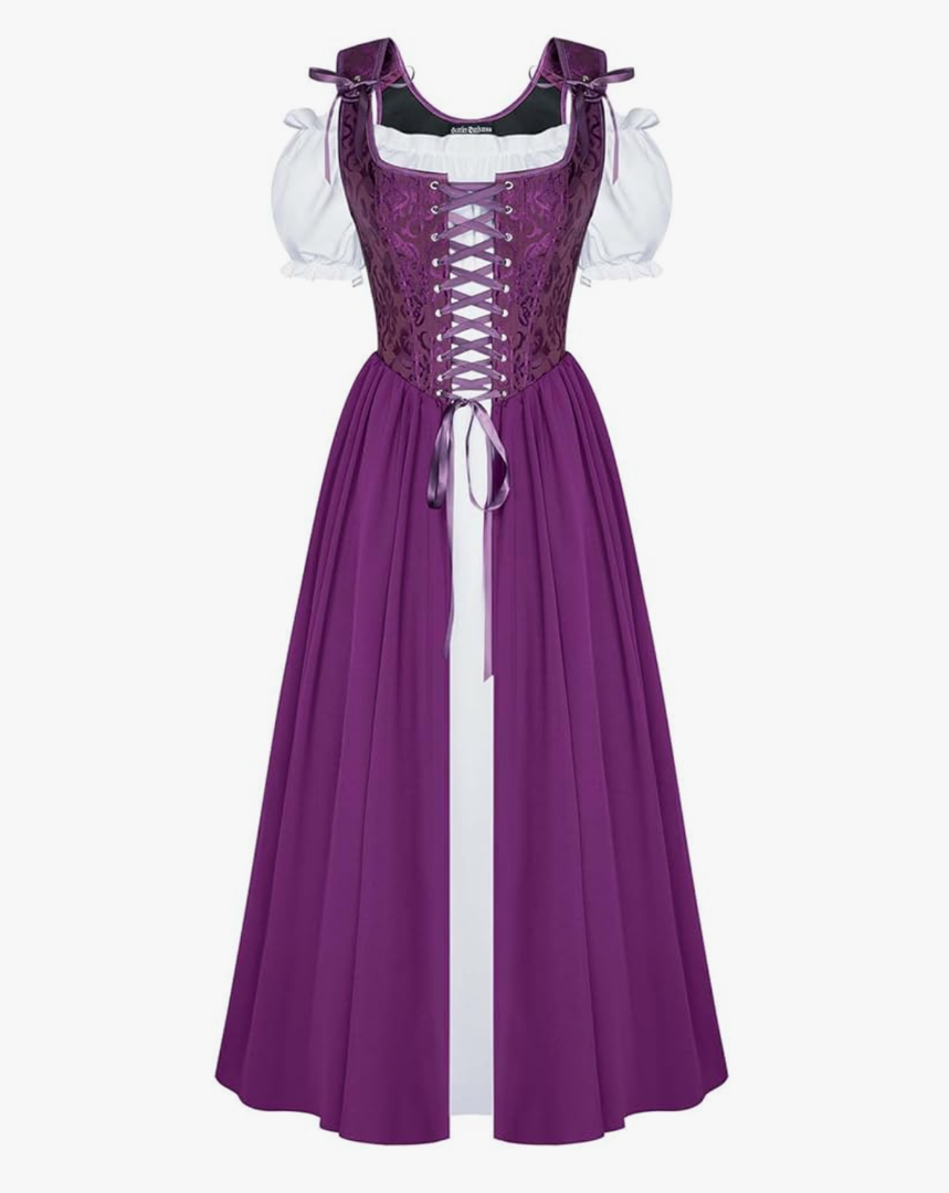 Scarlet Darkness Renaissance Costume Women Medieval Corset Dress Puff Sleeve Fairy Dress, Size 6