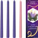 4 Pack Advent Taper Candles Premium Hand Dipped 10in Unscented Christmas Taper Candles - Ideal for Seasonal Celebrations, Holidays, Church, Celebration, Party