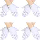 SATINIOR White Kids Gloves White Cotton Cosplay Costume Dress Wrist Formal Gloves for Party Girls Boys, 4 pcs