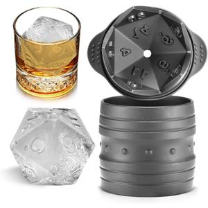 Nax Caki D20 Dice Ice Mold, DND Gamer Gifts for Men Women, Cool Christmas Stocking Stuffers Ideas for Adults TTRGP Lover, Large Silicone D&D Accessories Ice Cube Tray for Cocktails,Bourbon,Whiskey