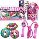 Hello Kitty Outdoor Toys for Girls, Kids - Bundle With 3 Mini Sports Balls, Jump Rope, and Stickers | Fitness Toys, Sport Playset