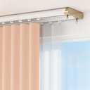 Double Row Sliding Ceiling Mount Curtain Track Rail Rod for Sheer and Blackout, Aluminium White 12-15FT Adjustable Size, Floor To Rieles Para Cortinas Corredizas De Techo for Hotel Hospital