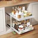 Abalter Expandable Pull Out Cabinet Organizer, 2-Tier Slide Out Drawer for Kitchen Cabinets, Adjustable Width 12–18.5", Slide Out Shelves for Kitchen, Bathroom, Pantry, Heavy Duty Caddy(White)