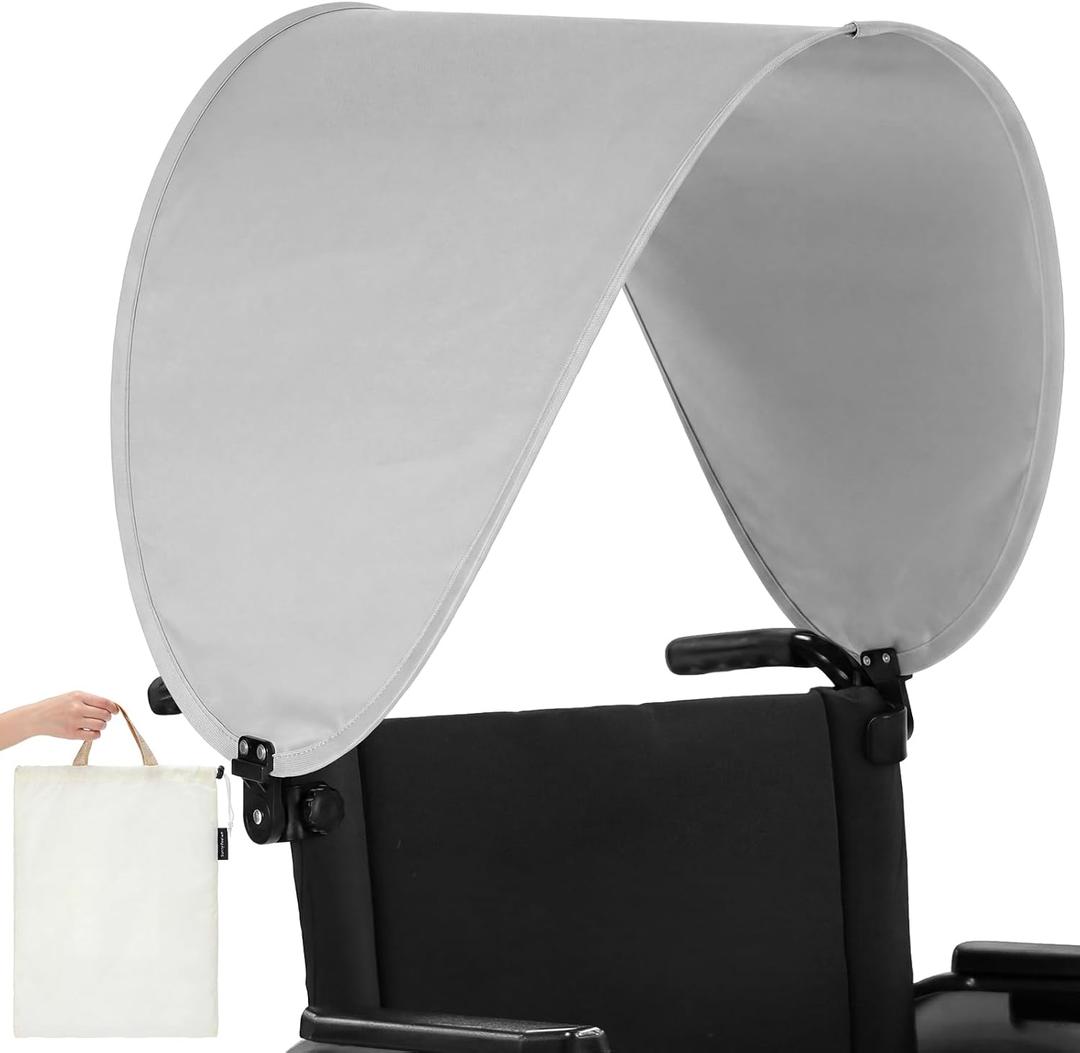 Wheelchair Umbrella Canopy with Adjustable Clamp Sun Shade Rain Cover Wheelchair Accessory Sun Protection for Manual and Electric Wheelchairs Outdoor