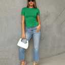 Abardsion Women's Casual Basic Going Out Crop Tops Slim Fit Short Sleeve Crew Neck Tight T Shirts 2026 (X-Large, Green)