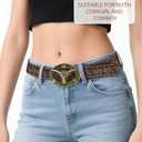 PARTTELY Western Cowboy Belts for Men Women, Western Belt with Bull Buckle, Country Belt Cowboy Leather Belt for Jeans