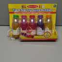 Melissa & Doug Tip & Sip Toy Juice Bottles and Activity Card (6 Pcs) Pretend Play Food Set, Play Kitchen Food For Ages 3+