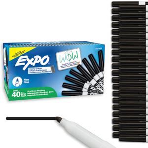 EXPO Dry Erase Markers, Low Odor Ink, Black, Fine Tip, 40 Count - Whiteboard, Calendar, Organization, Essential Supplies for Office, School, Classroom, Teachers