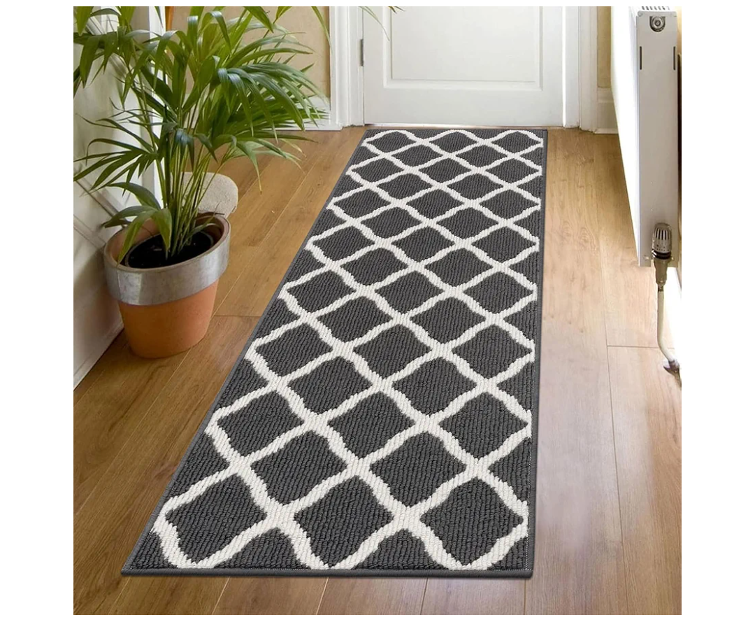 SHACOS Runner Rugs 20"x59" for Entryway Kitchen Hallway Non Slip Washable Rug Runner Dirt Trapping Doorway Entrance Laundry Room Runner Rug, Dark Grey