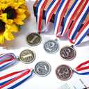 RoundFunny Award Medals 1st 2nd 3rd Place Medals for Awards Winner Medal Gold Silver Bronze Medal with Neck Ribbon Trophy Award for Sports Competitions Party 2 Inches
